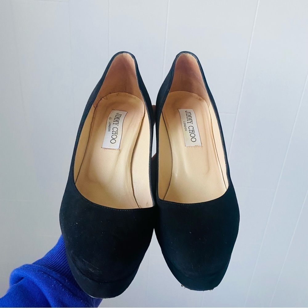Jimmy Choo Black Suede Leather Cosmic Platform Size 38 - Picture 3 of 7